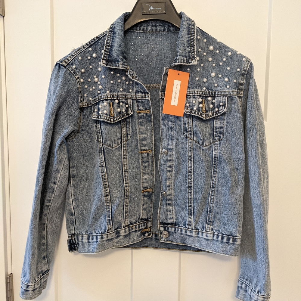 Pearl Embellished Denim Jacket